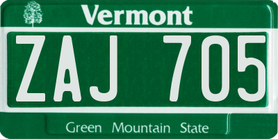 VT license plate ZAJ705