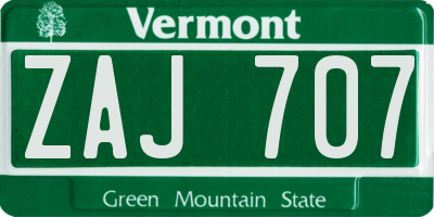 VT license plate ZAJ707