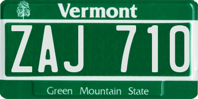 VT license plate ZAJ710