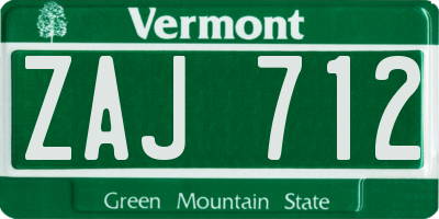 VT license plate ZAJ712