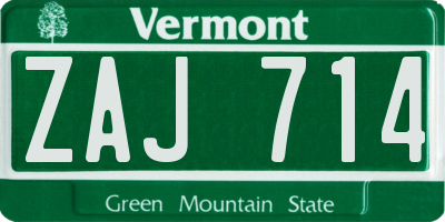 VT license plate ZAJ714