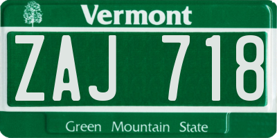 VT license plate ZAJ718