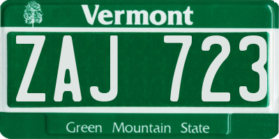 VT license plate ZAJ723
