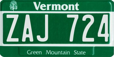 VT license plate ZAJ724