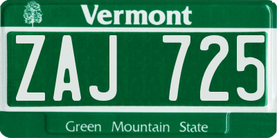 VT license plate ZAJ725