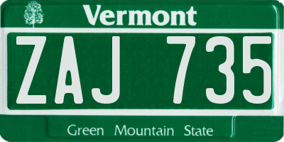 VT license plate ZAJ735