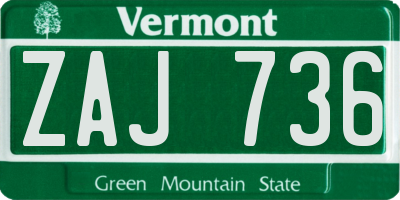VT license plate ZAJ736