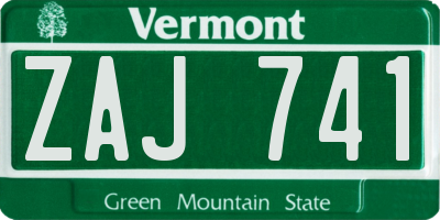 VT license plate ZAJ741