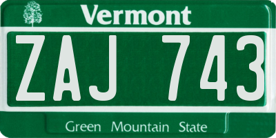 VT license plate ZAJ743