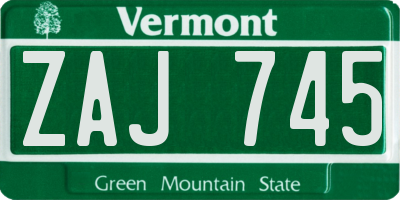 VT license plate ZAJ745