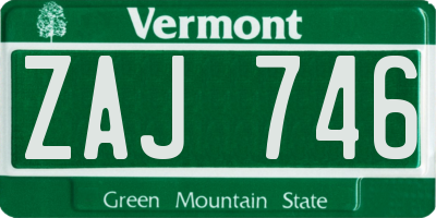 VT license plate ZAJ746