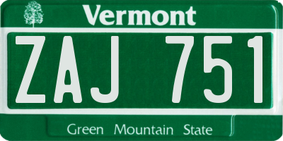 VT license plate ZAJ751