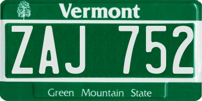 VT license plate ZAJ752