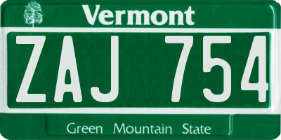 VT license plate ZAJ754