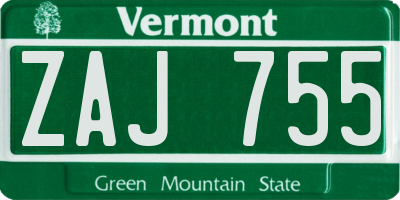 VT license plate ZAJ755