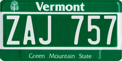 VT license plate ZAJ757
