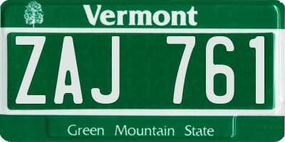 VT license plate ZAJ761