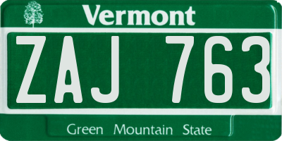 VT license plate ZAJ763