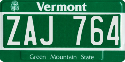 VT license plate ZAJ764