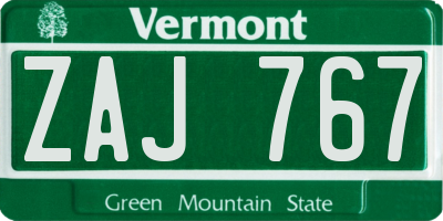 VT license plate ZAJ767