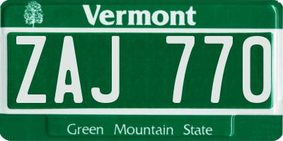 VT license plate ZAJ770