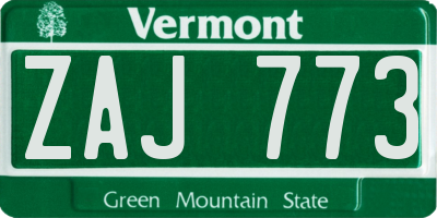 VT license plate ZAJ773