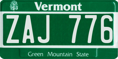 VT license plate ZAJ776