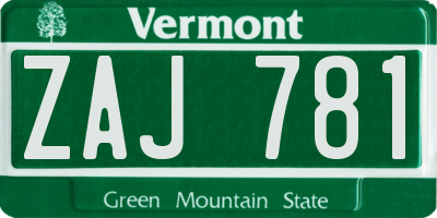 VT license plate ZAJ781