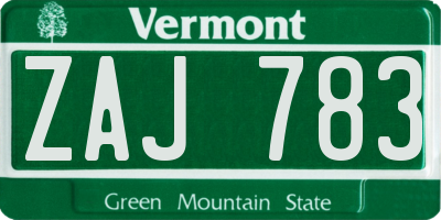 VT license plate ZAJ783