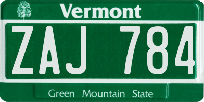 VT license plate ZAJ784