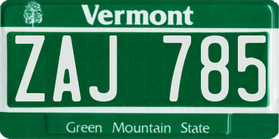 VT license plate ZAJ785