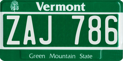 VT license plate ZAJ786