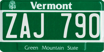 VT license plate ZAJ790