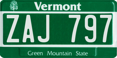 VT license plate ZAJ797