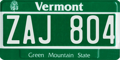 VT license plate ZAJ804