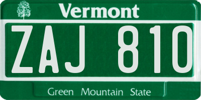VT license plate ZAJ810