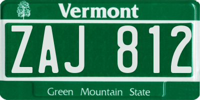 VT license plate ZAJ812