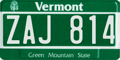 VT license plate ZAJ814
