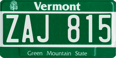 VT license plate ZAJ815