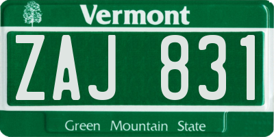 VT license plate ZAJ831