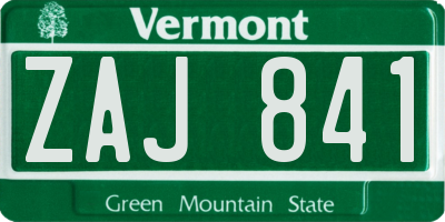 VT license plate ZAJ841