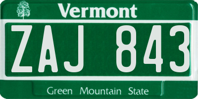 VT license plate ZAJ843