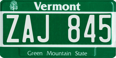 VT license plate ZAJ845