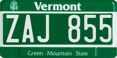 VT license plate ZAJ855