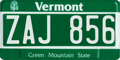 VT license plate ZAJ856