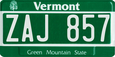 VT license plate ZAJ857