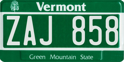 VT license plate ZAJ858