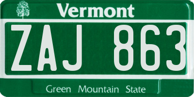 VT license plate ZAJ863
