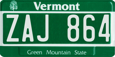 VT license plate ZAJ864
