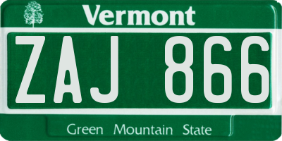 VT license plate ZAJ866